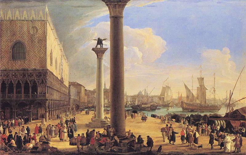 Luca Carlevarijs The Dock Facing the Doge's Palace Norge oil painting art